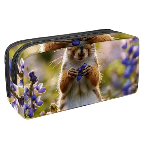 Luoweisi Federmäppchen, großes Fassungsvermögen, Stifteetui, Schreibwaren-Organizer, multifunktionales Federmäppchen für Bürobedarf, Aufbewahrung, Weihnachten, Eichhörnchen, verschneit, Mehrfarbig 16, von Luoweisi