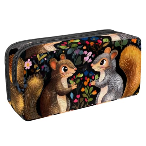 Luoweisi Federmäppchen, großes Fassungsvermögen, Stifteetui, Schreibwaren-Organizer, multifunktionales Federmäppchen für Bürobedarf, Aufbewahrung, Weihnachten, Eichhörnchen, verschneit, Mehrfarbig 2, von Luoweisi