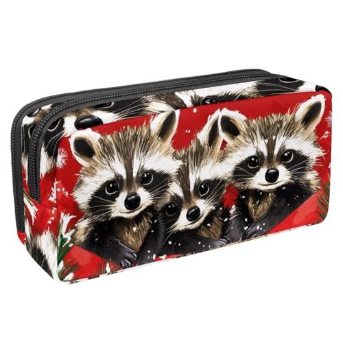 Luoweisi Federmäppchen, großes Fassungsvermögen, Stifteetui, Schreibwaren-Organizer, multifunktionales Federmäppchen für Bürobedarf, Aufbewahrung, Weihnachten, Hirsch, Vögel, Wald, Mehrfarbig 18, von Luoweisi