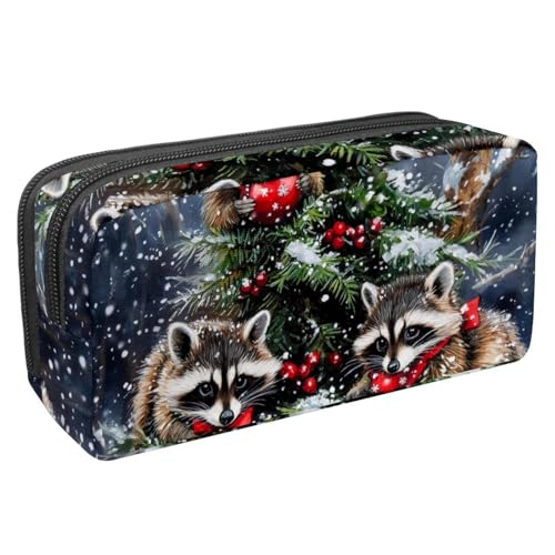 Luoweisi Federmäppchen, großes Fassungsvermögen, Stifteetui, Schreibwaren-Organizer, multifunktionales Federmäppchen für Bürobedarf, Aufbewahrung, Weihnachten, Hirsch, Vögel, Wald, Mehrfarbig 11, von Luoweisi