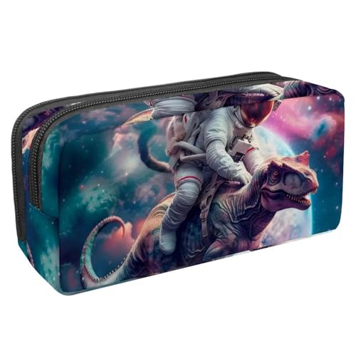 Luoweisi Federmäppchen, großes Fassungsvermögen, Stifteetui, Schreibwaren-Organizer, multifunktionales Federmäppchen für Bürobedarf, Aufbewahrung, lustige Katze, die Dinosaurier-Nebel reitet, von Luoweisi