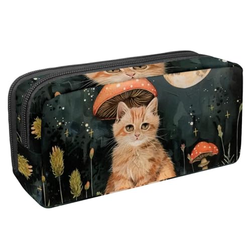 Luoweisi Federmäppchen, großes Fassungsvermögen, Stifteetui, Schreibwaren-Organizer, multifunktionales Federmäppchen für Bürobedarf, Aufbewahrung, lustige Katze, die Dinosaurier-Nebel reitet, von Luoweisi