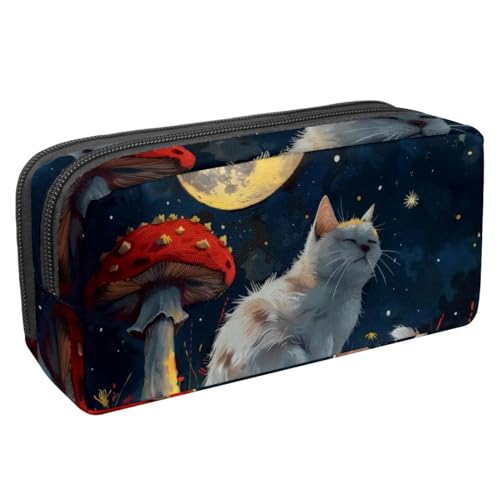Luoweisi Federmäppchen, großes Fassungsvermögen, Stifteetui, Schreibwaren-Organizer, multifunktionales Federmäppchen für Bürobedarf, Aufbewahrung, lustige Katze, die Dinosaurier-Nebel reitet, von Luoweisi