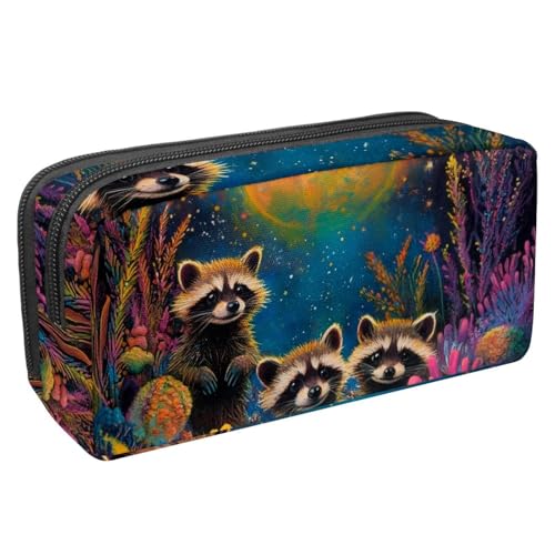 Luoweisi Federmäppchen mit großem Fassungsvermögen, Stifteetui, Schreibwaren-Organizer, multifunktionales Federmäppchen für Bürobedarf, Aufbewahrung, Weihnachten, Waschbär, Winter, Mehrfarbig 8, von Luoweisi