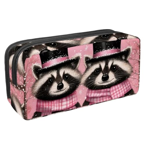 Luoweisi Federmäppchen mit großem Fassungsvermögen, Stifteetui, Schreibwaren-Organizer, multifunktionales Federmäppchen für Bürobedarf, Aufbewahrung, Weihnachten, Waschbär, Winter, Mehrfarbig 1, von Luoweisi