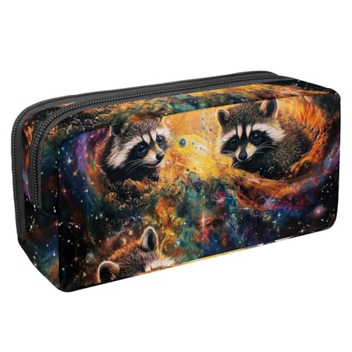 Luoweisi Federmäppchen mit großem Fassungsvermögen, Stifteetui, Schreibwaren-Organizer, multifunktionales Federmäppchen für Bürobedarf, Aufbewahrung, Weihnachten, Waschbär, Winter, Mehrfarbig 11, von Luoweisi