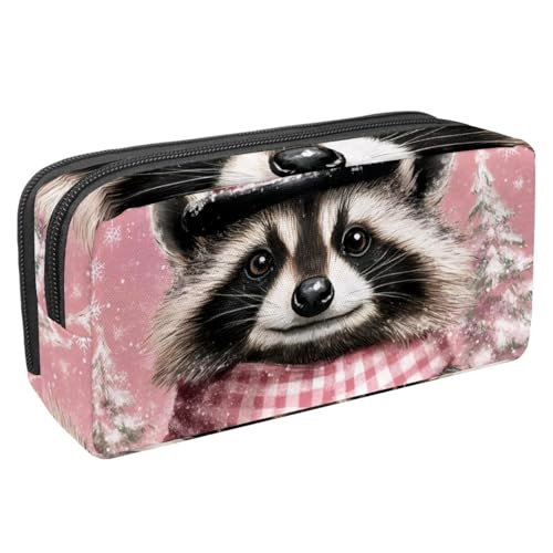 Luoweisi Federmäppchen mit großem Fassungsvermögen, Stifteetui, Schreibwaren-Organizer, multifunktionales Federmäppchen für Bürobedarf, Aufbewahrung, Weihnachten, Waschbär, Winter, Mehrfarbig 4, von Luoweisi