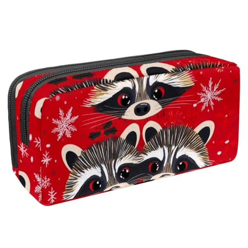 Luoweisi Federmäppchen mit großem Fassungsvermögen, Stifteetui, Schreibwaren-Organizer, multifunktionales Federmäppchen für Bürobedarf, Aufbewahrung, Weihnachten, Waschbär, Winter, Mehrfarbig 2, von Luoweisi