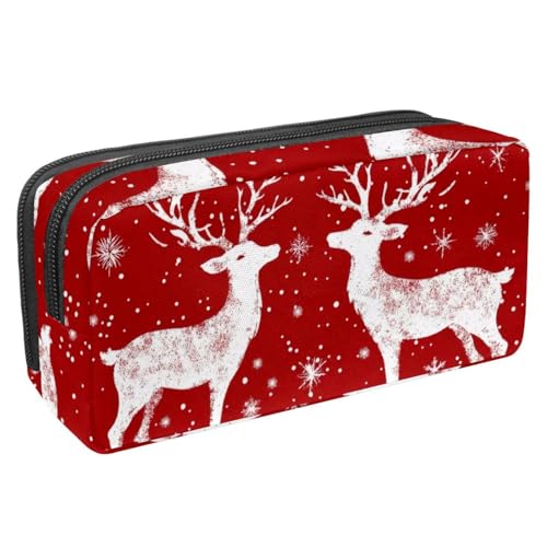 Luoweisi Federmäppchen mit großem Fassungsvermögen, Stifteetui, Schreibwaren-Organizer, multifunktionales Federmäppchen für Bürobedarf, Aufbewahrung, Weihnachts-Rentiere, Schneeflocke, Mehrfarbig 2, von Luoweisi