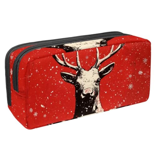 Luoweisi Federmäppchen mit großem Fassungsvermögen, Stifteetui, Schreibwaren-Organizer, multifunktionales Federmäppchen für Bürobedarf, Aufbewahrung, Weihnachts-Rentiere, Schneeflocke, Mehrfarbig 15, von Luoweisi