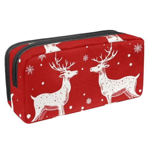 Luoweisi Federmäppchen mit großem Fassungsvermögen, Stifteetui, Schreibwaren-Organizer, multifunktionales Federmäppchen für Bürobedarf, Aufbewahrung, Weihnachts-Rentiere, Schneeflocke, Mehrfarbig 1, von Luoweisi