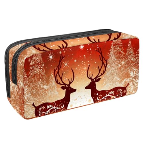 Luoweisi Federmäppchen mit großem Fassungsvermögen, Stifteetui, Schreibwaren-Organizer, multifunktionales Federmäppchen für Bürobedarf, Aufbewahrung, Weihnachts-Rentiere, Schneeflocken, Mehrfarbig 1, von Luoweisi