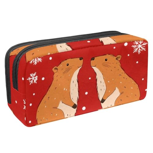 Luoweisi Federmäppchen mit großem Fassungsvermögen, Stiftemäppchen, Schreibwaren-Organizer, multifunktionales Federmäppchen für Bürobedarf, Aufbewahrung, Otters Merry Christmas, Mehrfarbig 8, von Luoweisi