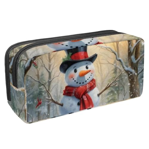 Luoweisi Federmäppchen mit großem Fassungsvermögen, Stiftemäppchen, Schreibwaren-Organizer, multifunktionales Federmäppchen für Bürobedarf, Aufbewahrung, Weihnachten, Schneemann, Vogel, Mehrfarbig 6, von Luoweisi