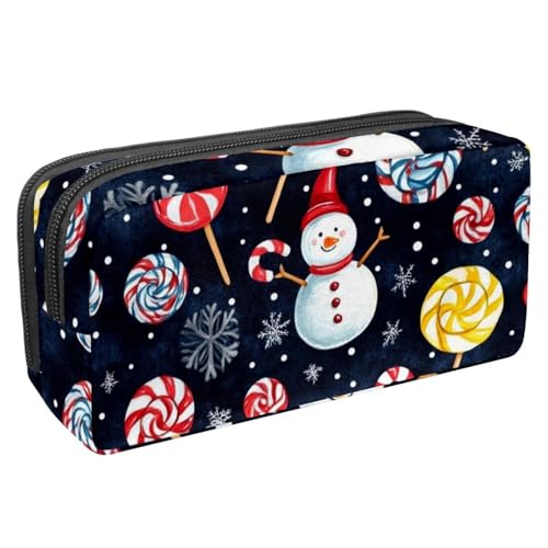 Luoweisi Federmäppchen mit großem Fassungsvermögen, Stiftemäppchen, Schreibwaren-Organizer, multifunktionales Federmäppchen für Bürobedarf, Aufbewahrung, Weihnachten, Süßigkeiten, Schneemann, von Luoweisi