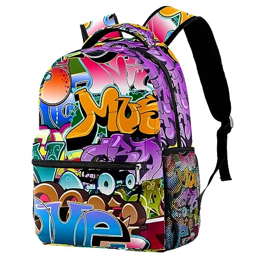 Luoweisi Steam Trains Schulranzen Schulrucksack für Jungen Rucksack Bookbag Reiserucksack, Graffiti-Design, One size von Luoweisi