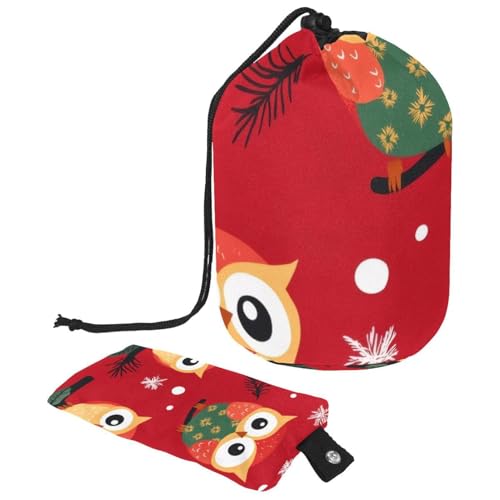 Make-up-Tasche mit Kordelzug, große Kapazität, Reise-Kosmetiktasche mit kleinem Reißverschluss, tragbar, faule Kulturbeutel, Geschenke für Frauen, Eulen, Weihnachten, Mehrfarbig 1, Einheitsgröße, von Luoweisi