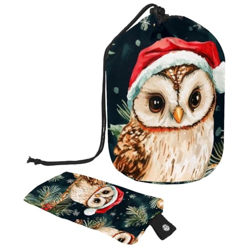 Make-up-Tasche mit Kordelzug, große Kapazität, Reise-Kosmetiktasche mit kleinem Reißverschluss, tragbar, faule Kulturbeutel, Geschenke für Frauen, Eulen, Weihnachten, Mehrfarbig 10, Einheitsgröße, von Luoweisi