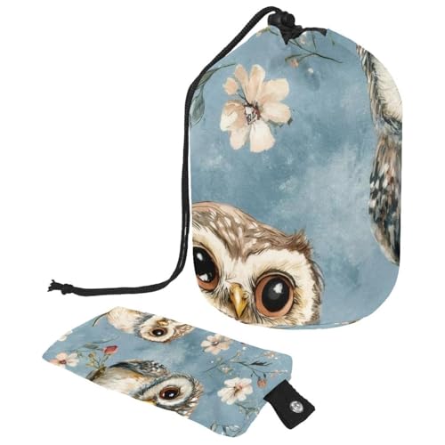 Make-up-Tasche mit Kordelzug, große Kapazität, Reise-Kosmetiktasche mit kleinem Reißverschluss, tragbar, faule Kulturbeutel, Geschenke für Frauen, Eulen, Weihnachten, Mehrfarbig 20, Einheitsgröße, von Luoweisi