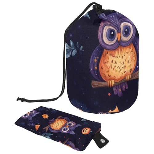 Make-up-Tasche mit Kordelzug, große Kapazität, Reise-Kosmetiktasche mit kleinem Reißverschluss, tragbar, faule Kulturbeutel, Geschenke für Frauen, Eulen, Weihnachten, Mehrfarbig 3, Einheitsgröße, von Luoweisi