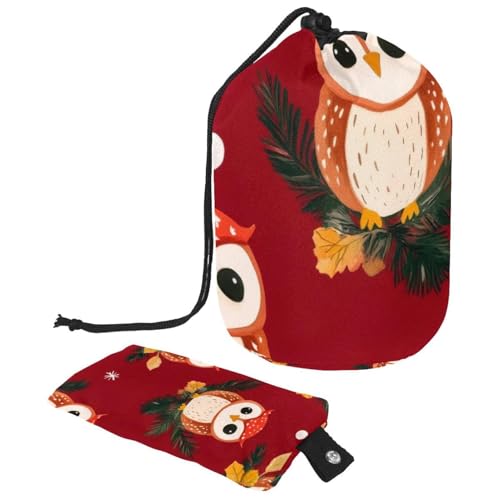 Make-up-Tasche mit Kordelzug, große Kapazität, Reise-Kosmetiktasche mit kleinem Reißverschluss, tragbar, faule Kulturbeutel, Geschenke für Frauen, Eulen, Weihnachten, Mehrfarbig 4, Einheitsgröße, von Luoweisi