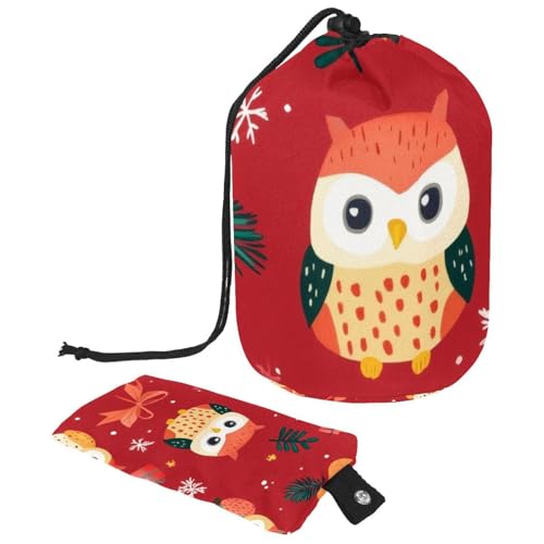 Make-up-Tasche mit Kordelzug, große Kapazität, Reise-Kosmetiktasche mit kleinem Reißverschluss, tragbar, faule Kulturbeutel, Geschenke für Frauen, Eulen, Weihnachten, Mehrfarbig 6, Einheitsgröße, von Luoweisi