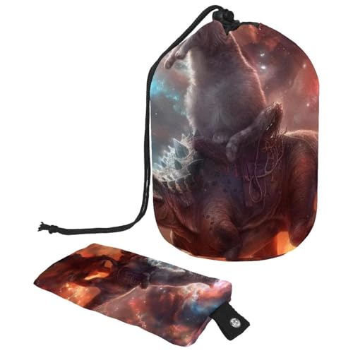 Make-up-Tasche mit Kordelzug, große Kapazität, Reise-Kosmetiktasche mit kleinem Reißverschluss, tragbar, faule Kulturbeutel, Geschenke für Frauen, Katzen-Dinosaurier-Weltraum, Mehrfarbig 5, von Luoweisi