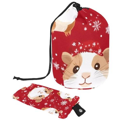 Make-up-Tasche mit Kordelzug, große Kapazität, Reise-Kosmetiktasche mit kleinem Reißverschluss, tragbar, faule Kulturbeutel, Geschenke für Frauen, Meerschweinchen, Weihnachten, Mehrfarbig 1, von Luoweisi