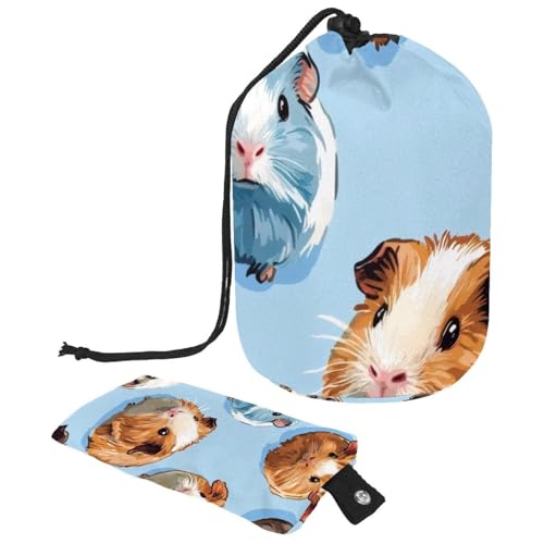Make-up-Tasche mit Kordelzug, große Kapazität, Reise-Kosmetiktasche mit kleinem Reißverschluss, tragbar, faule Kulturbeutel, Geschenke für Frauen, Meerschweinchen, Weihnachten, Mehrfarbig 20, von Luoweisi