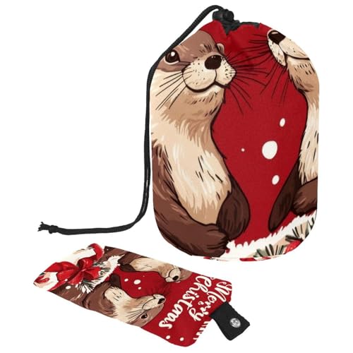 Make-up-Tasche mit Kordelzug, große Kapazität, Reise-Kosmetiktasche mit kleinem Reißverschluss, tragbar, faule Kulturbeutel, Geschenke für Frauen, Meerschweinchen, Weihnachten, Mehrfarbig 8, von Luoweisi