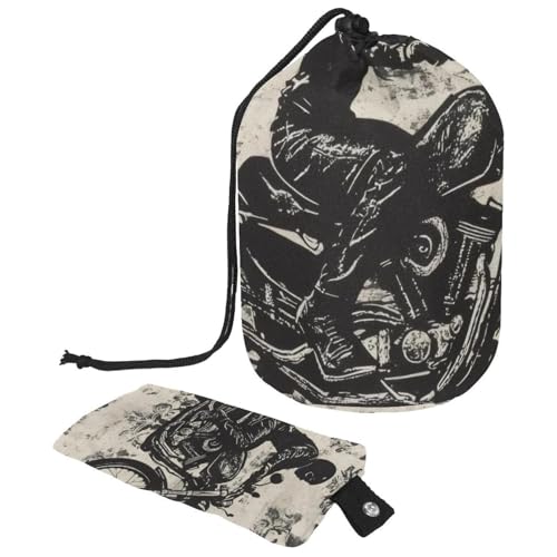 Make-up-Tasche mit Kordelzug, große Kapazität, Reise-Kosmetiktasche mit kleinem Reißverschluss, tragbar, faule Kulturbeutel, Geschenke für Frauen, Motorrad-Grunge, Mehrfarbig 1, Einheitsgröße, von Luoweisi