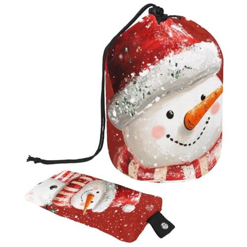 Make-up-Tasche mit Kordelzug, große Kapazität, Reise-Kosmetiktasche mit kleinem Reißverschluss, tragbar, faule Kulturbeutel, Geschenke für Frauen, Schneemann, Kardinal, Weihnachten, Mehrfarbig 3, von Luoweisi