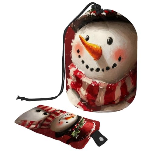 Make-up-Tasche mit Kordelzug, große Kapazität, Reise-Kosmetiktasche mit kleinem Reißverschluss, tragbar, faule Kulturbeutel, Geschenke für Frauen, Schneemann, Kardinal, Weihnachten, Mehrfarbig 7, von Luoweisi