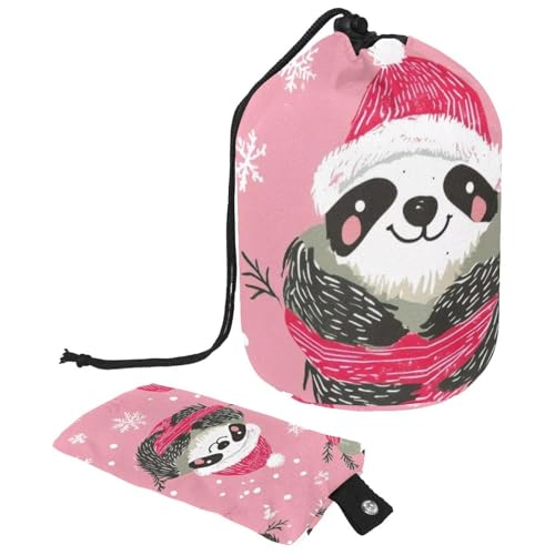 Make-up-Tasche mit Kordelzug, große Kapazität, Reise-Kosmetiktasche mit kleinem Reißverschluss, tragbar, faule Kulturbeutel, Geschenke für Frauen, Waschbären, Schnee, Wald, Weihnachten, Mehrfarbig 8, von Luoweisi