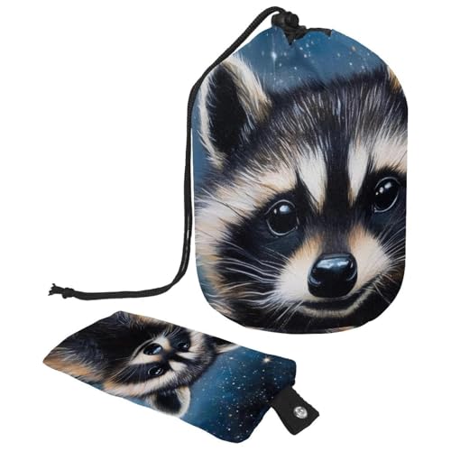 Make-up-Tasche mit Kordelzug, große Kapazität, Reise-Kosmetiktasche mit kleinem Reißverschluss, tragbar, faule Kulturbeutel, Geschenke für Frauen, Waschbären, Schnee, Wald, Weihnachten, Mehrfarbig 18, von Luoweisi