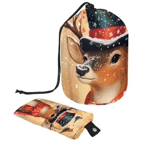 Make-up-Tasche mit Kordelzug, große Kapazität, Reise-Kosmetiktasche mit kleinem Reißverschluss, tragbar, faule Kulturbeutel, Geschenke für Frauen, Waschbären, Schnee, Wald, Weihnachten, Mehrfarbig 11, von Luoweisi