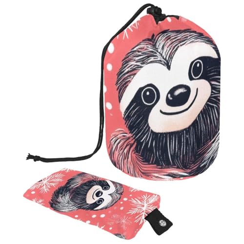 Make-up-Tasche mit Kordelzug, große Kapazität, Reise-Kosmetiktasche mit kleinem Reißverschluss, tragbar, faule Kulturbeutel, Geschenke für Frauen, Waschbären, Schnee, Wald, Weihnachten, Mehrfarbig 17, von Luoweisi