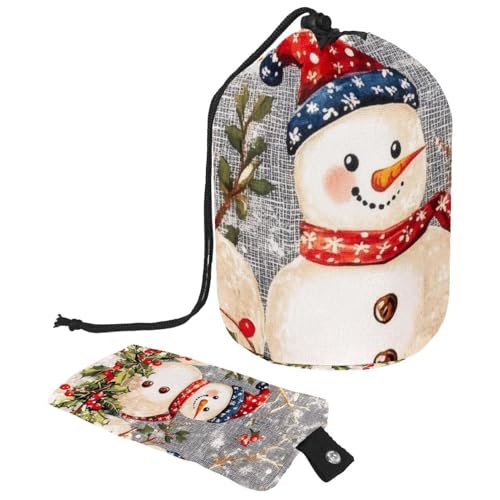 Make-up-Tasche mit Kordelzug, große Kapazität, Reise-Kosmetiktasche mit kleinem Reißverschluss, tragbar, faule Kulturbeutel, Geschenke für Frauen, Waschbären, Schnee, Wald, Weihnachten, Mehrfarbig 20, von Luoweisi