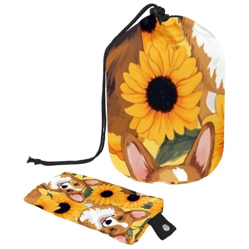 Make-up-Tasche mit Kordelzug, große Kapazität, Reise-Kosmetiktasche mit kleinem Reißverschluss, tragbar, faule Kulturbeutel, Geschenke für Frauen, Weihnachts-Rentiere, Schneeflocken, Mehrfarbig 9, von Luoweisi