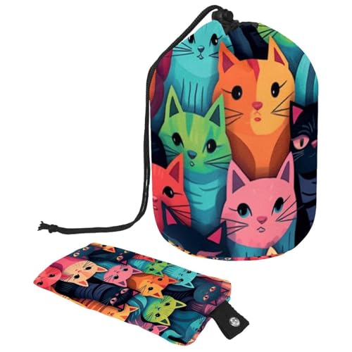 Make-up-Tasche mit Kordelzug, große Kapazität, Reise-Kosmetiktasche mit kleinem Reißverschluss, tragbar, faule Kulturbeutel, Geschenke für Frauen, Weihnachts-Rentiere, Schneeflocken, Mehrfarbig 10, von Luoweisi