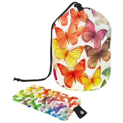 Make-up-Tasche mit Kordelzug, große Kapazität, Reise-Kosmetiktasche mit kleinem Reißverschluss, tragbar, faule Kulturbeutel, Geschenke für Frauen, Weihnachts-Rentiere, Schneeflocken, Mehrfarbig 2, von Luoweisi