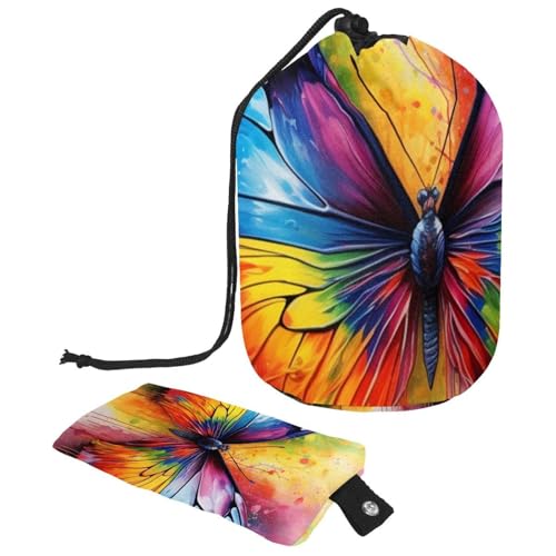 Make-up-Tasche mit Kordelzug, große Kapazität, Reise-Kosmetiktasche mit kleinem Reißverschluss, tragbar, faule Kulturbeutel, Geschenke für Frauen, Weihnachts-Rentiere, Schneeflocken, Mehrfarbig 3, von Luoweisi