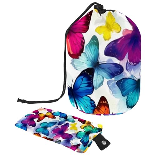 Make-up-Tasche mit Kordelzug, große Kapazität, Reise-Kosmetiktasche mit kleinem Reißverschluss, tragbar, faule Kulturbeutel, Geschenke für Frauen, Weihnachts-Rentiere, Schneeflocken, Mehrfarbig 4, von Luoweisi