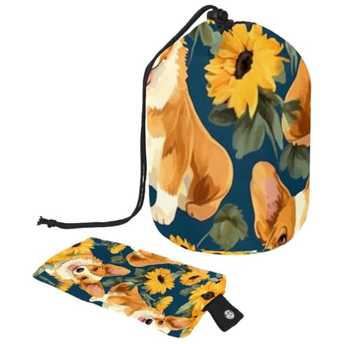 Make-up-Tasche mit Kordelzug, große Kapazität, Reise-Kosmetiktasche mit kleinem Reißverschluss, tragbar, faule Kulturbeutel, Geschenke für Frauen, Weihnachts-Rentiere, Schneeflocken, Mehrfarbig 14, von Luoweisi