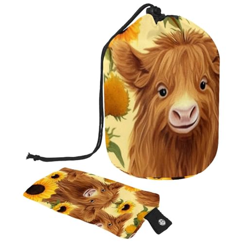 Make-up-Tasche mit Kordelzug, große Kapazität, Reise-Kosmetiktasche mit kleinem Reißverschluss, tragbar, faule Kulturbeutel, Geschenke für Frauen, Weihnachts-Rentiere, Schneeflocken, Mehrfarbig 15, von Luoweisi