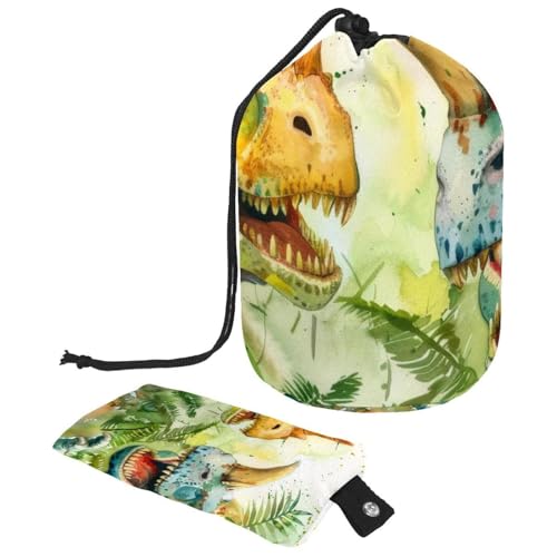 Make-up-Tasche mit Kordelzug, große Kapazität, Reise-Kosmetiktasche mit kleinem Reißverschluss, tragbar, faule Kulturbeutel, Geschenke für Frauen, tropischer Dinosaurier, Mehrfarbig 1, Einheitsgröße, von Luoweisi