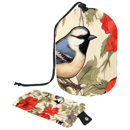 Make-up-Tasche mit Kordelzug, große Kapazität, Reise-Kosmetiktasche mit kleinem Reißverschluss, tragbar, faule Kulturbeutel, Geschenke für Frauen, tropischer Dinosaurier, Mehrfarbig 14, Einheitsgröße, von Luoweisi