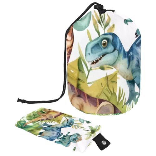 Make-up-Tasche mit Kordelzug, große Kapazität, Reise-Kosmetiktasche mit kleinem Reißverschluss, tragbar, faule Kulturbeutel, Geschenke für Frauen, tropischer Dinosaurier, Mehrfarbig 4, Einheitsgröße, von Luoweisi
