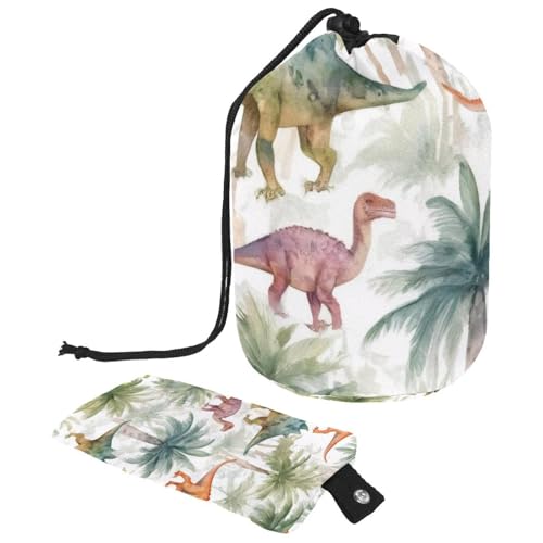 Make-up-Tasche mit Kordelzug, große Kapazität, Reise-Kosmetiktasche mit kleinem Reißverschluss, tragbar, faule Kulturbeutel, Geschenke für Frauen, tropischer Dinosaurier, Mehrfarbig 5, Einheitsgröße, von Luoweisi