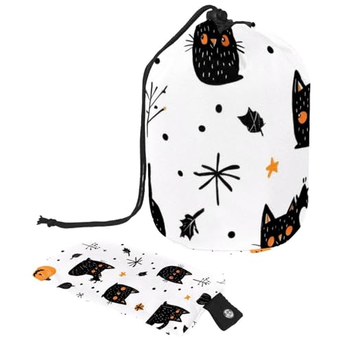 Make-up-Tasche mit Kordelzug, große Kapazität, Reise-Kosmetiktasche mit kleiner Reißverschluss-Geldbörse, tragbar, faule Kulturbeutel, Geschenke für Frauen, Weihnachtseulen, Mehrfarbig 18, von Luoweisi